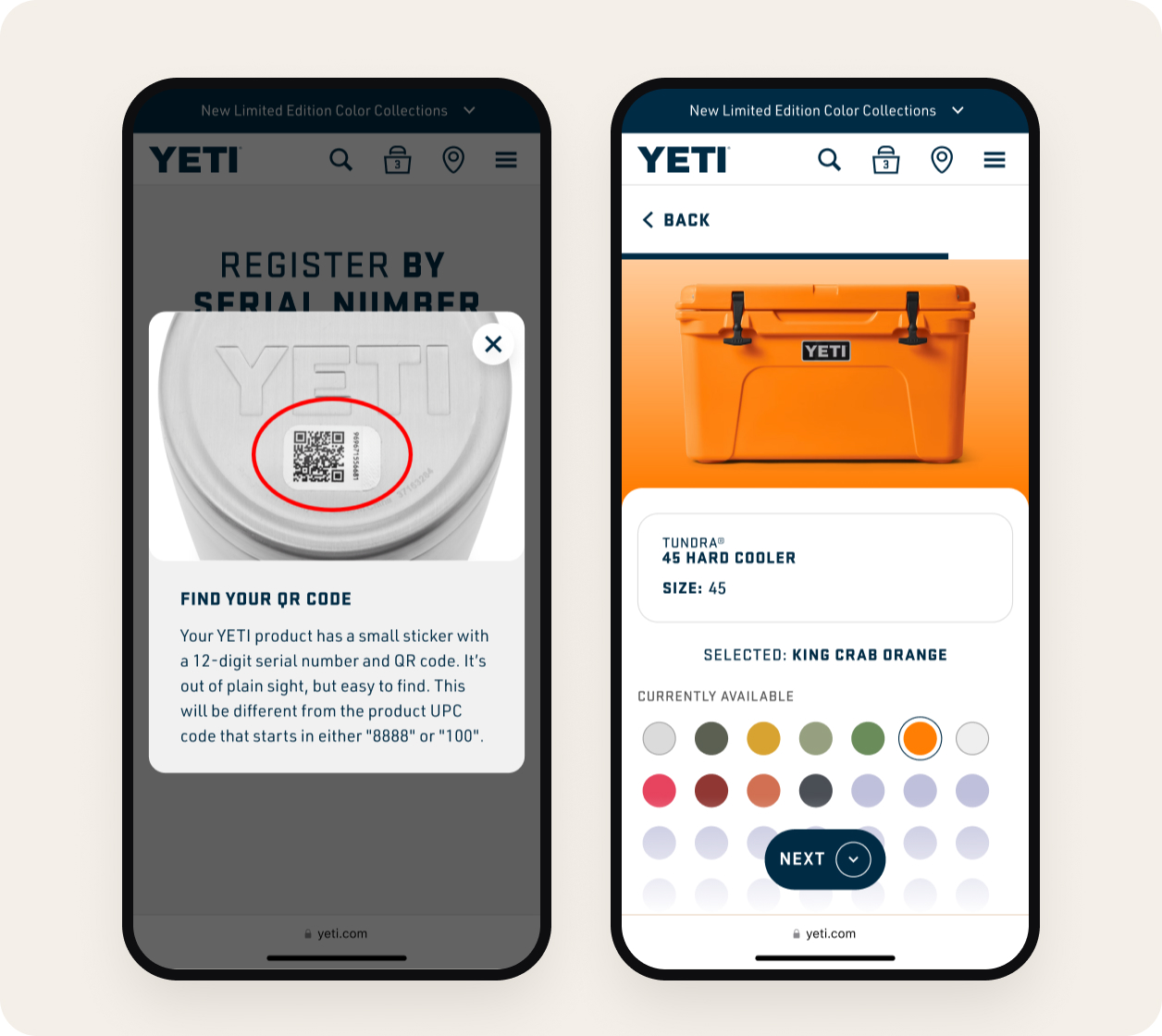 Registration on mobile